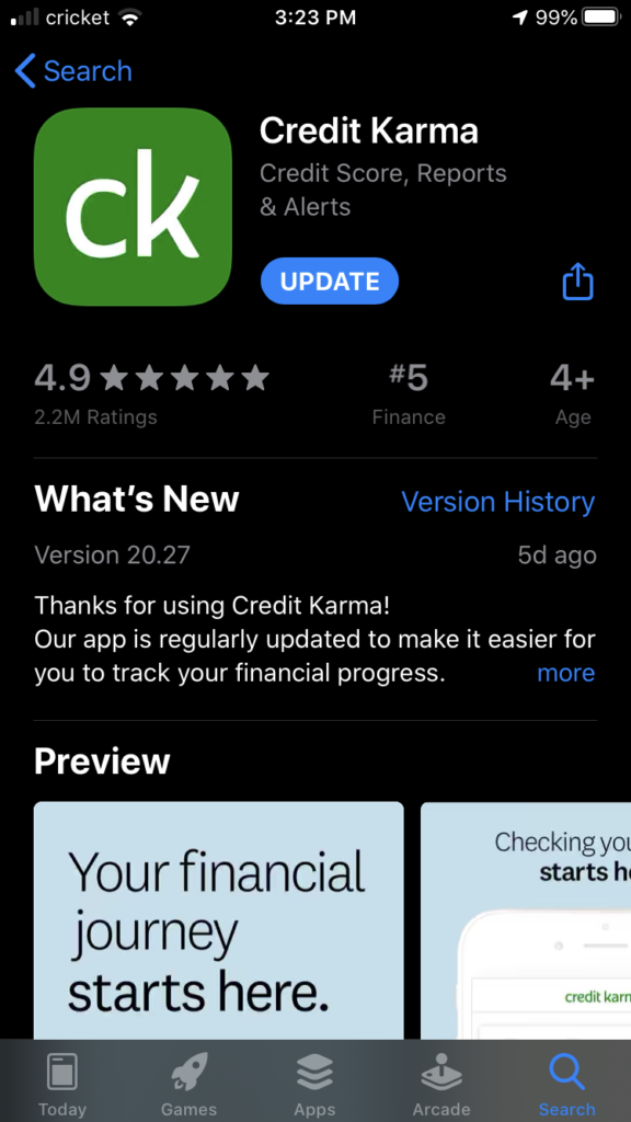 Credit Karma App to check and manage your credit score